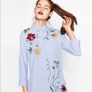 Zara embroidered striped shirt